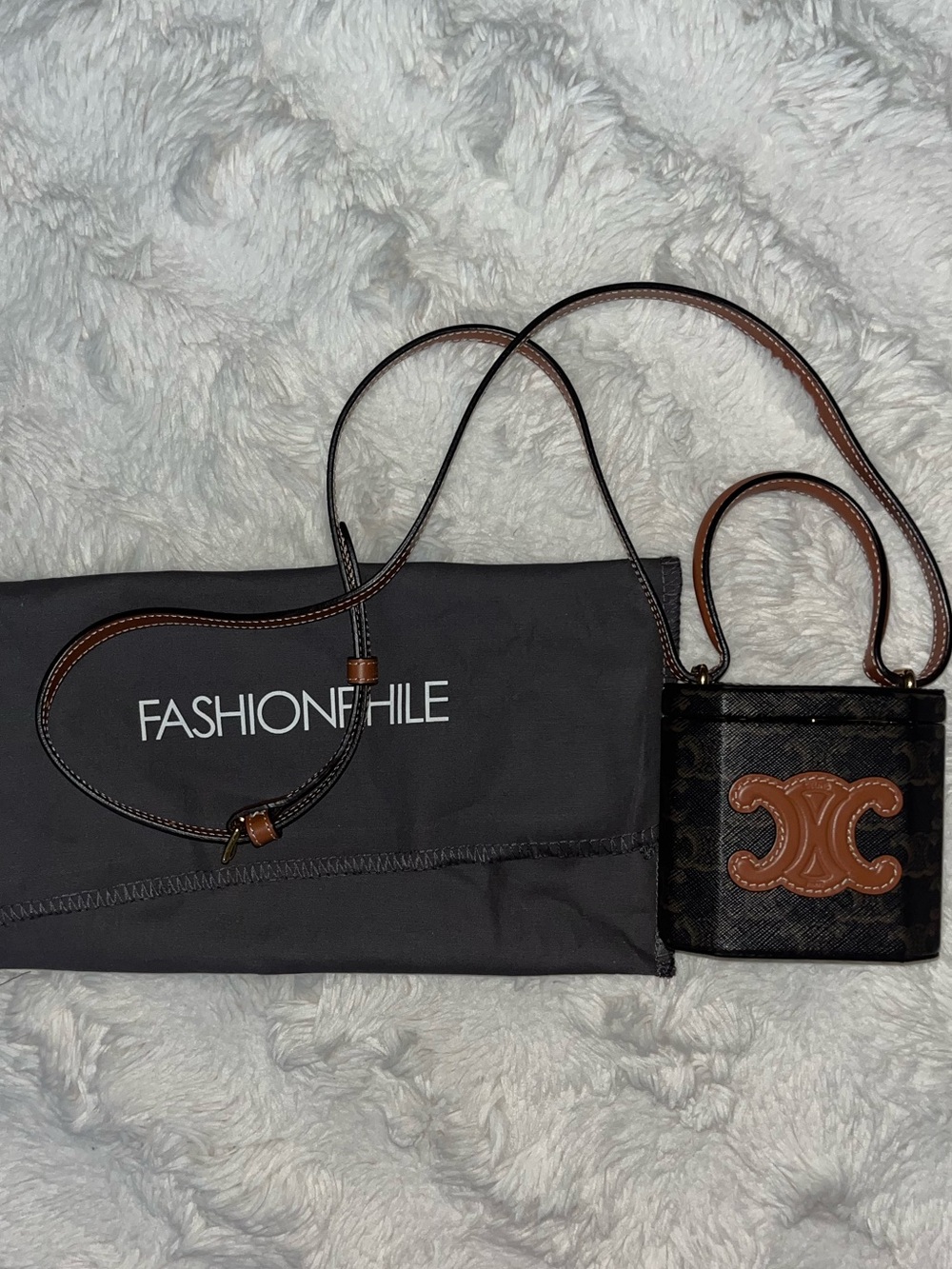 ✨NWT Authentic Celine Mini Vanity Case in Triomphe Canvas & Tan Calfskin Trim